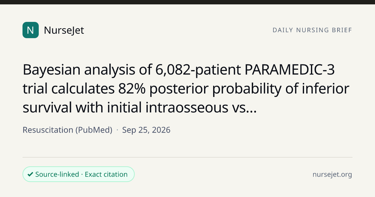 Bayesian analysis of 6,082-patient PARAMEDIC-3 trial calculates 82% ...